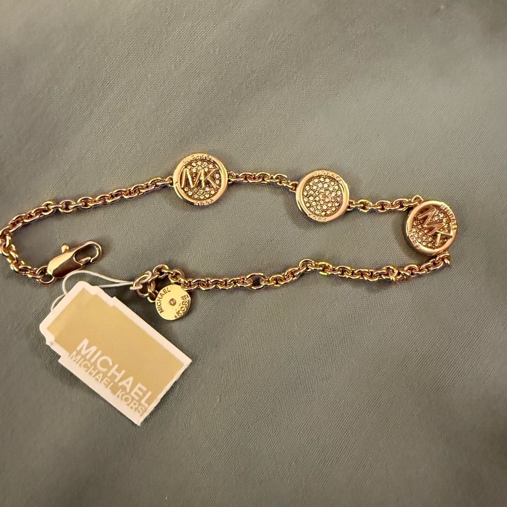 Michael Kors Rose Gold-Tone Bracelet with Logo Discs